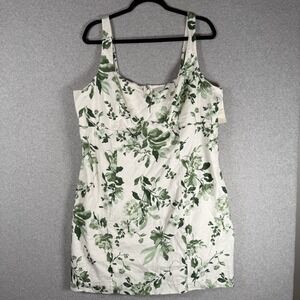 Abercrombie & Fitch White Mini Dress with Green Botanical Print